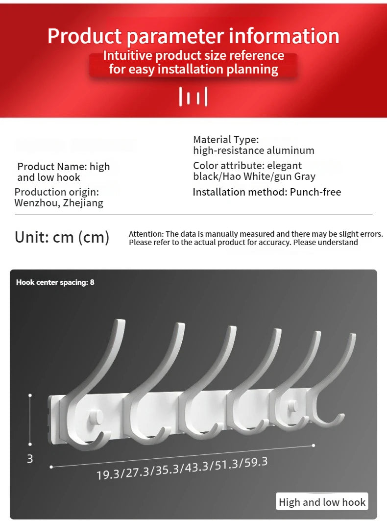 Kleiderhaken ohne Bohren – 6er Set Wandhaken Aluminium-Yabubest - Home & More