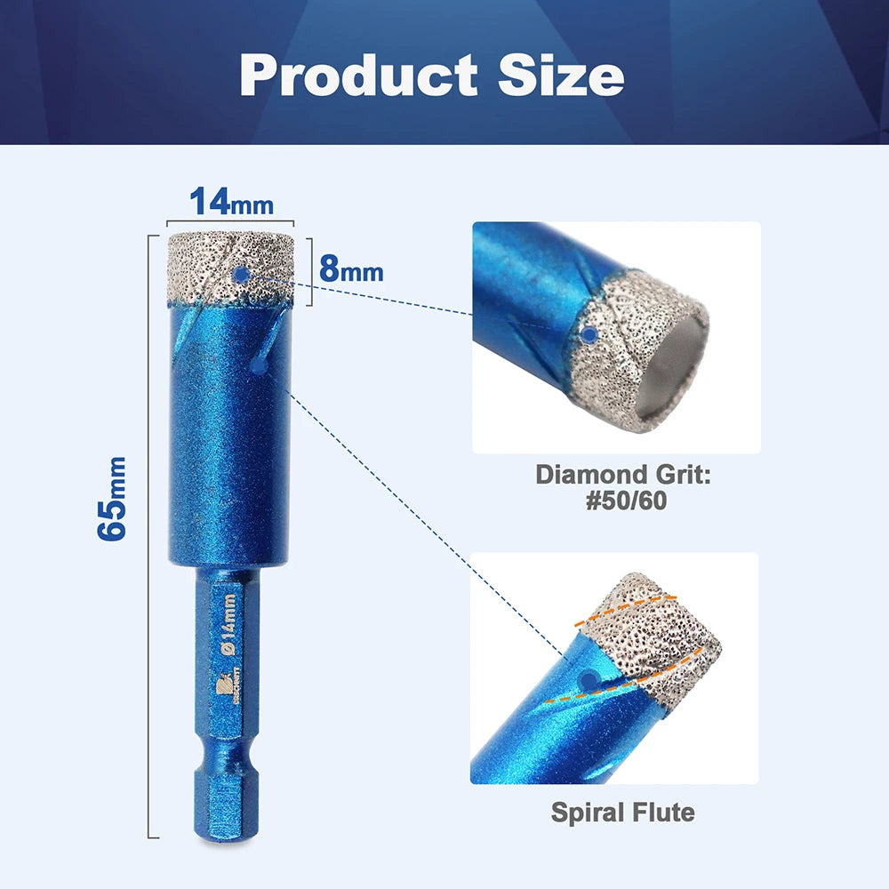 Diamantbohrer Schnellverschluss 6-14mm sechseckig für Fliesen Granit Marmor