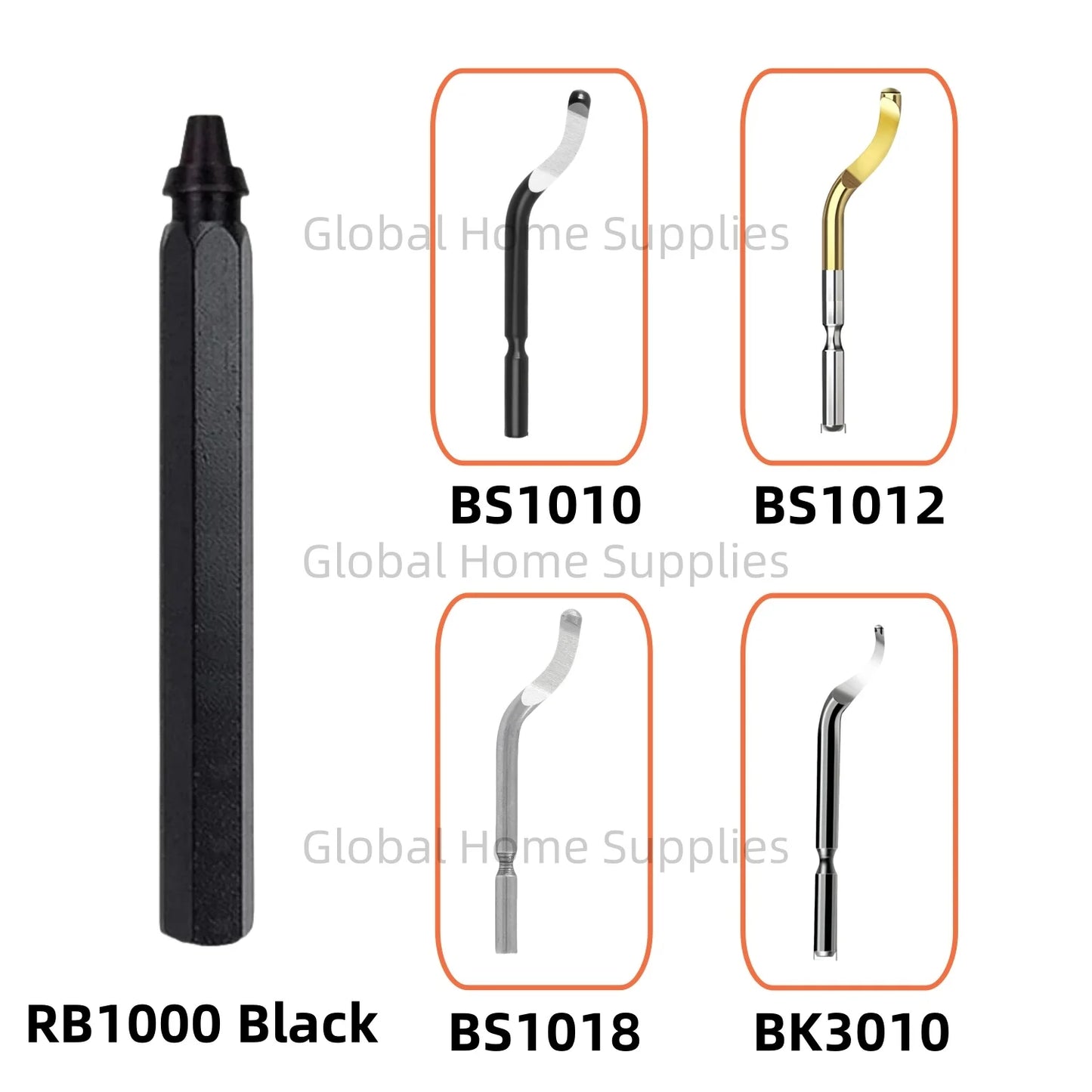 Entgratungswerkzeug mit 1 Griff und 4 Klingen aus Schnellarbeitsstahl
