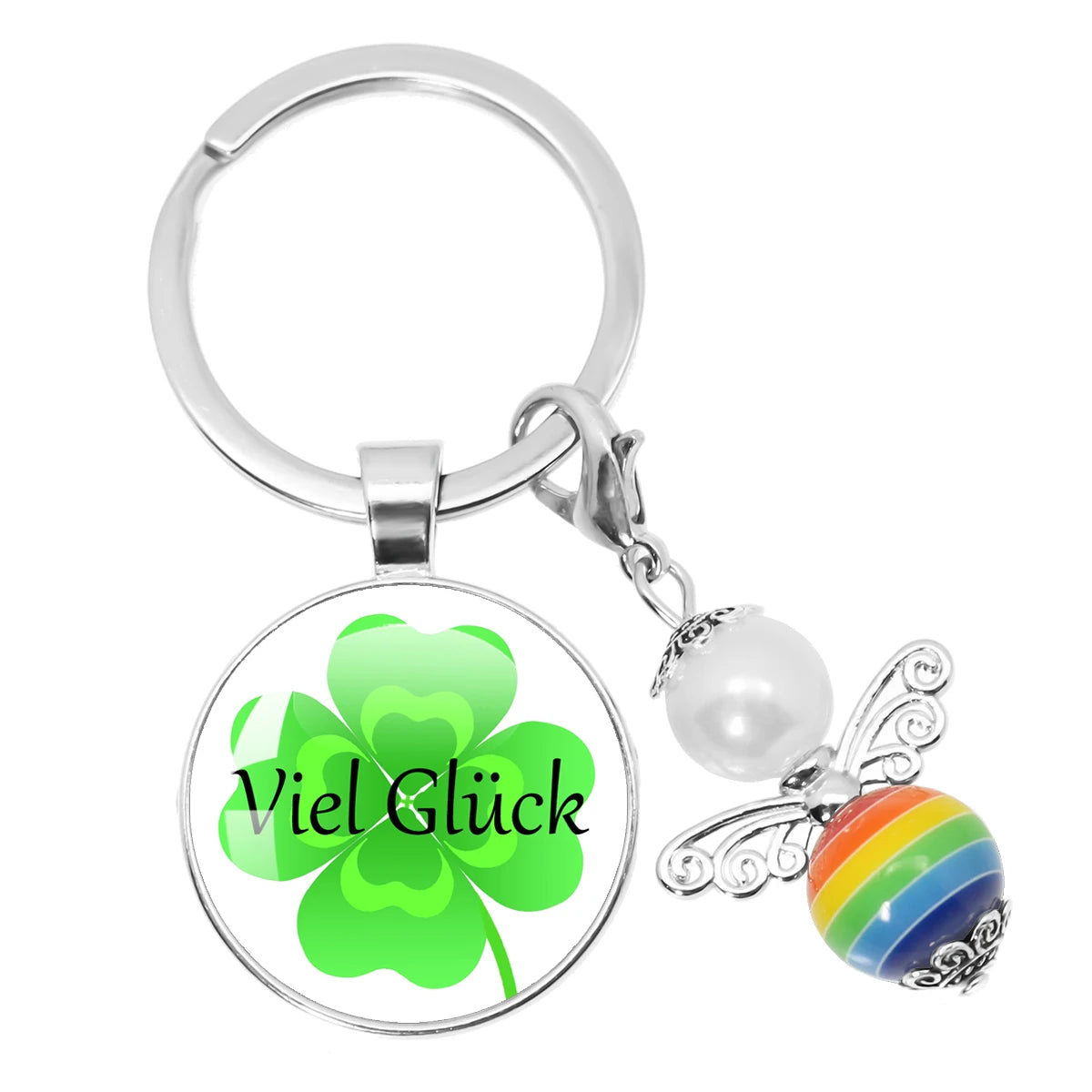 Glücksbringer Schlüsselanhänger mit vierblättrigem Kleeblatt Design