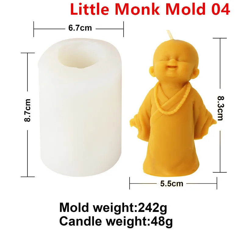 3D Silikon Kerzenform Kleine Buddha Mönch für DIY Dekoration