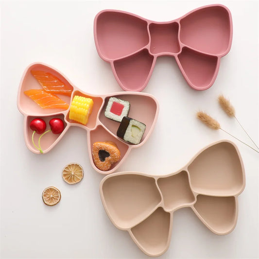 Baby Silikon Essteller Set BPA-frei mit Löffel Gabel rutschfest Cartoon