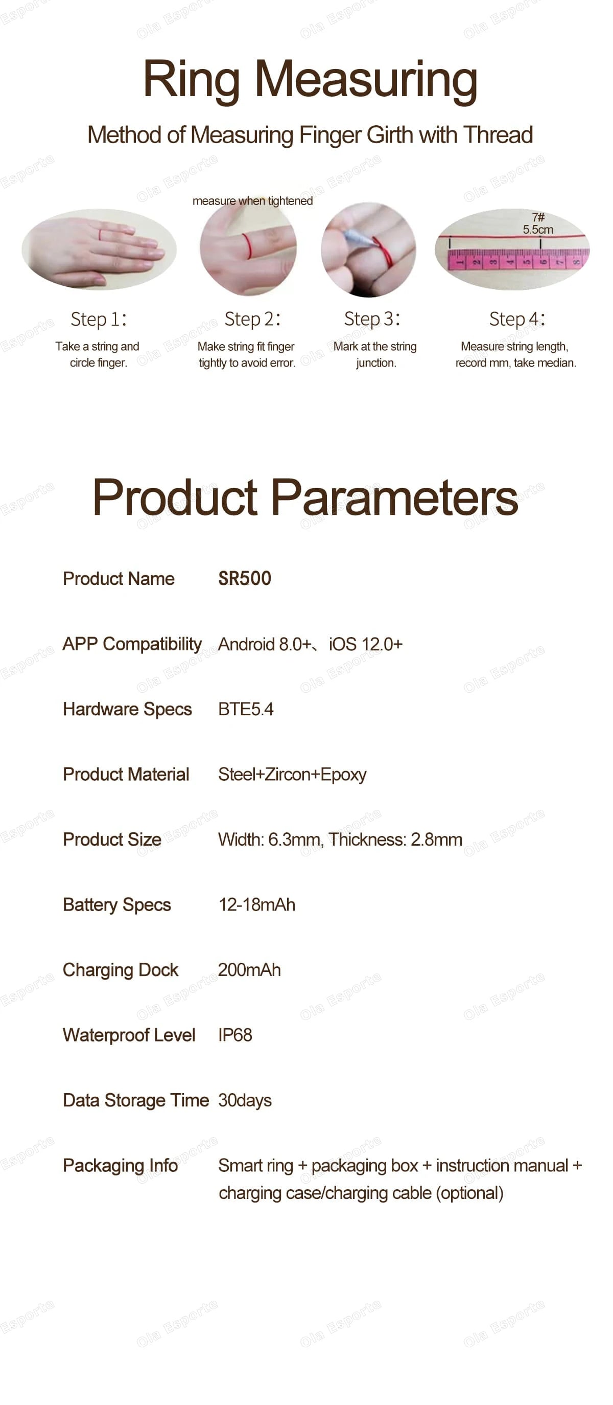 Schmaler Damen Smart Ring mit Schlaf und Gesundheitsmonitor 2025