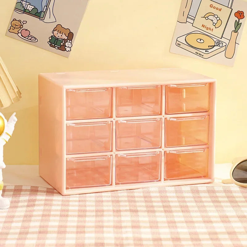Desktop 9-Fächer Organizer transparent mit Schublade für Schreibtisch