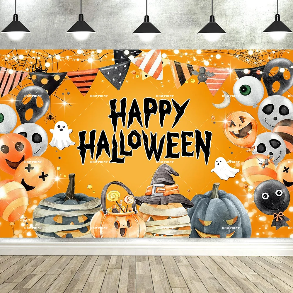 Halloween-Hintergrund mit Kürbis- und Fledermaus-Motiven für Partyfotos