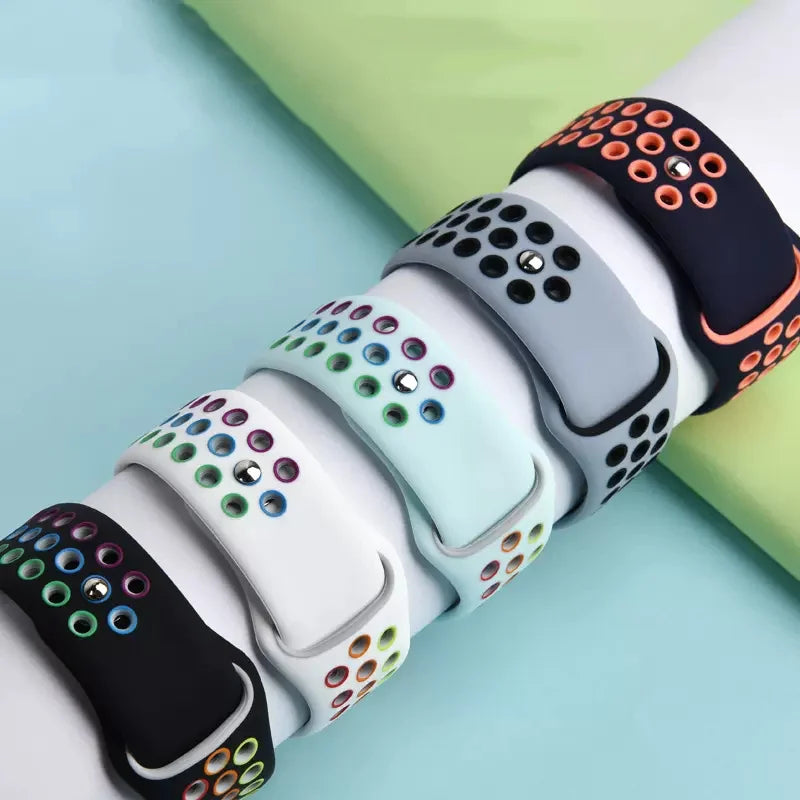 Atmungsaktives Silikon-Sportarmband kompatibel mit Smartwatch 38-49 mm