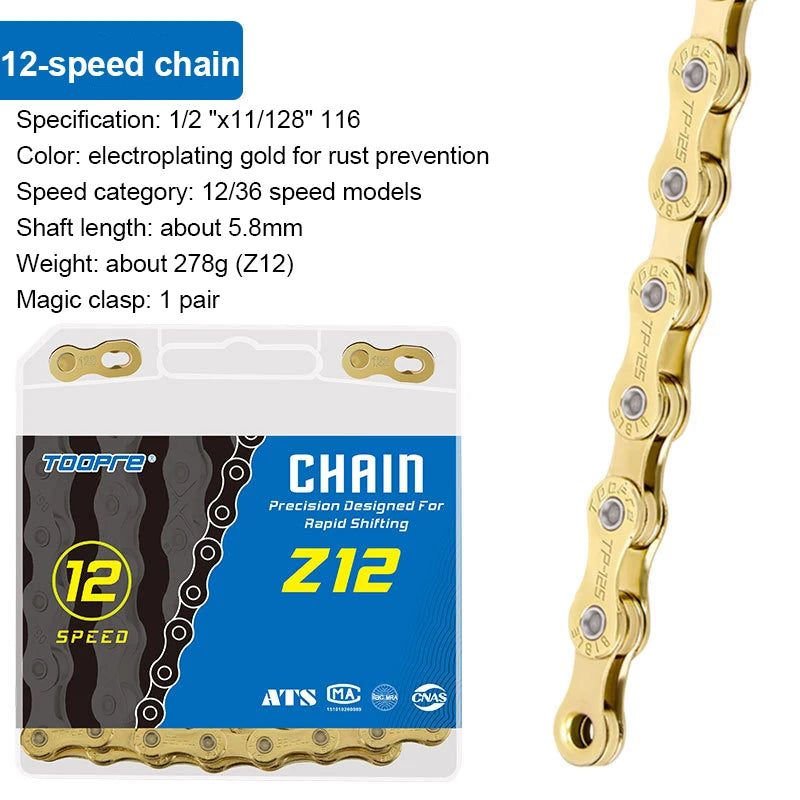 Langlebige MTB-Kette mit Rostschutz, 6-12-fach kompatibel, 11 Abschnitte