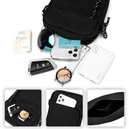 Mini Umhängetasche Nylon Schultertasche mit verstellbarem Gurt für Männer
