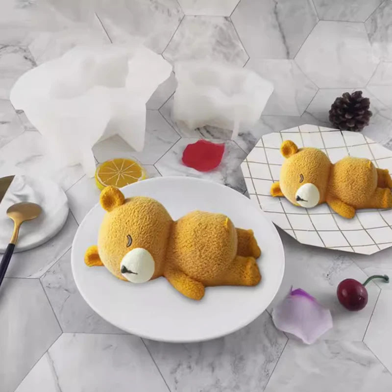 Silikon Kuchenform Schlafender Bär Mousse Gelee Backform für Dessert