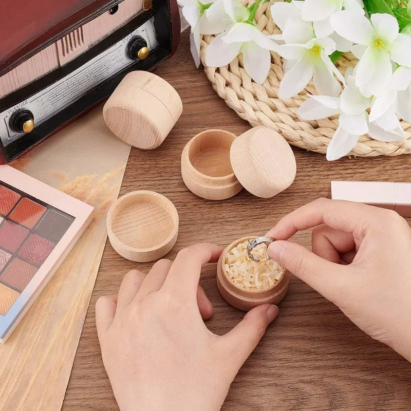 Runde Mini Holzboxen zur Schmuck Aufbewahrung 1 10 Stück