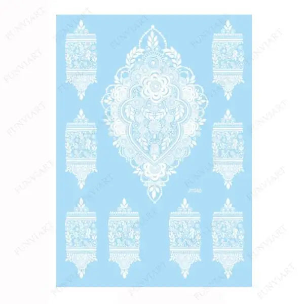 Weiße Henna Temporäre Tattoos für Frauen Hand Mehndi Party Körperkunst