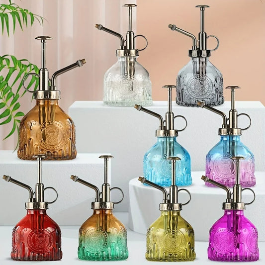 Glas Bewaesserung Spray Flasche mit Vintage Bronze Pumpe fuer Pflanzen