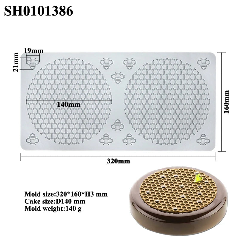 Lebensmittelgeeignete Silikon Wabenform Matte für Kuchen und Desserts