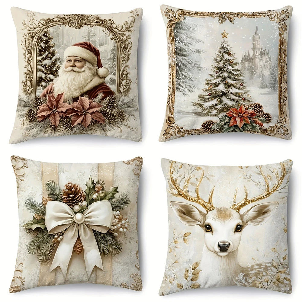 Weihnachtlicher Kissenbezug mit festlichen Motiven für Ihr Sofa