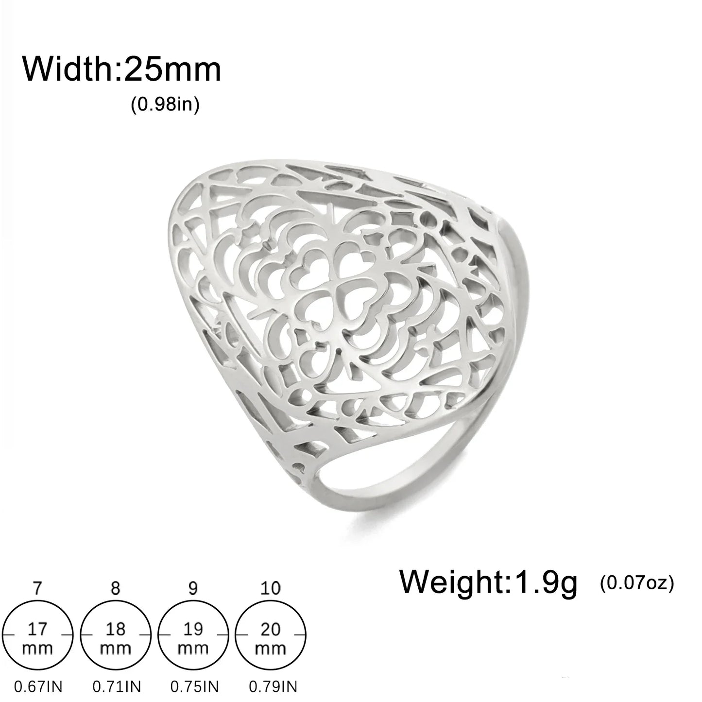 Filigraner Edelstahlring mit 18 Karat Vergoldung für Damen