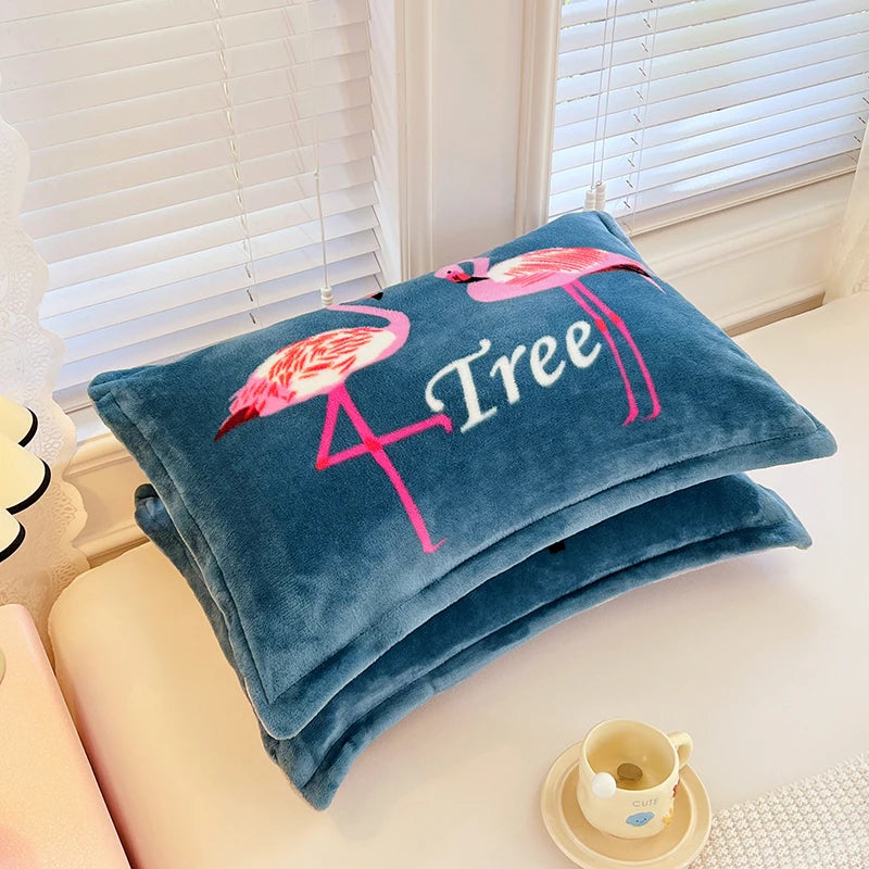 2er Set Milch Fleece Kissenbezüge Winter weich warm Korallenfleece