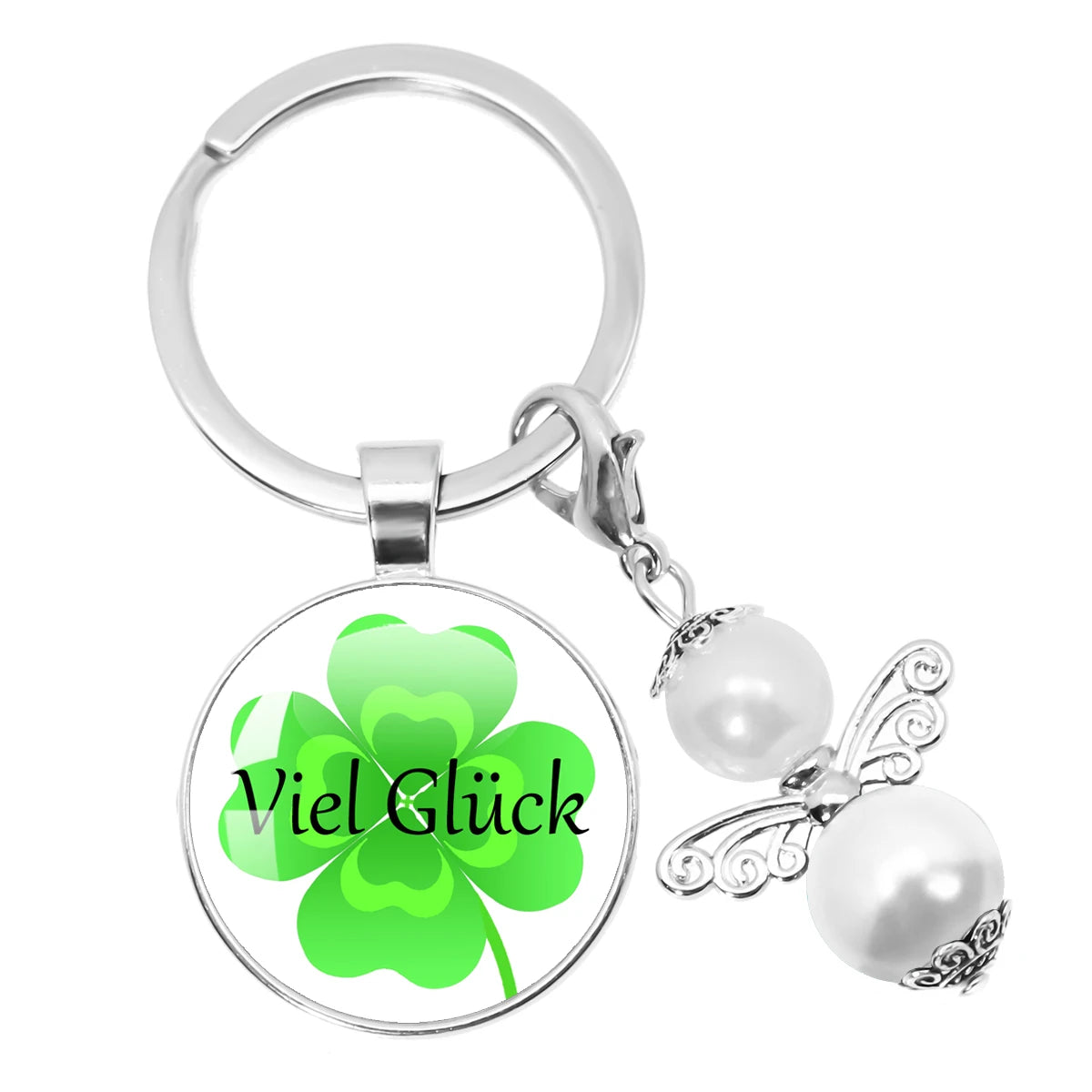 Glücksbringer Schlüsselanhänger mit vierblättrigem Kleeblatt Design