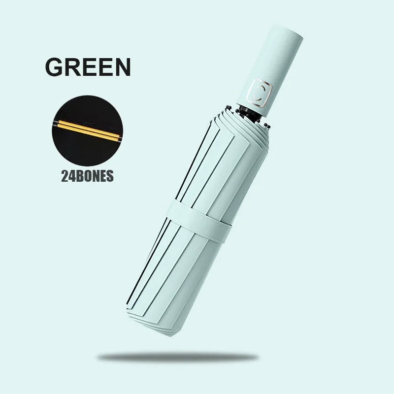 Großer 24-Knochen Automatikschirm UV-Schutz faltbar Regenschirm Erwachsen