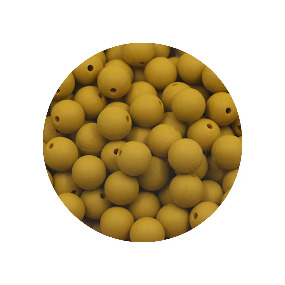 50x Runde Silikonperlen 9 12 15mm für DIY Schmuck & Babyartikel