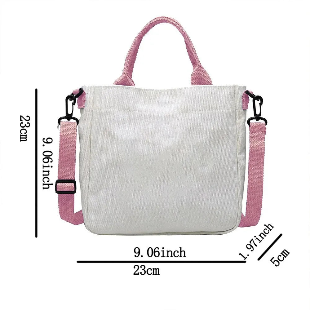 KPop Cartoon Umhängetasche aus Leinwand mit großem Fassungsvermögen