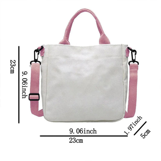 KPop Cartoon Umhängetasche aus Leinwand mit großem Fassungsvermögen