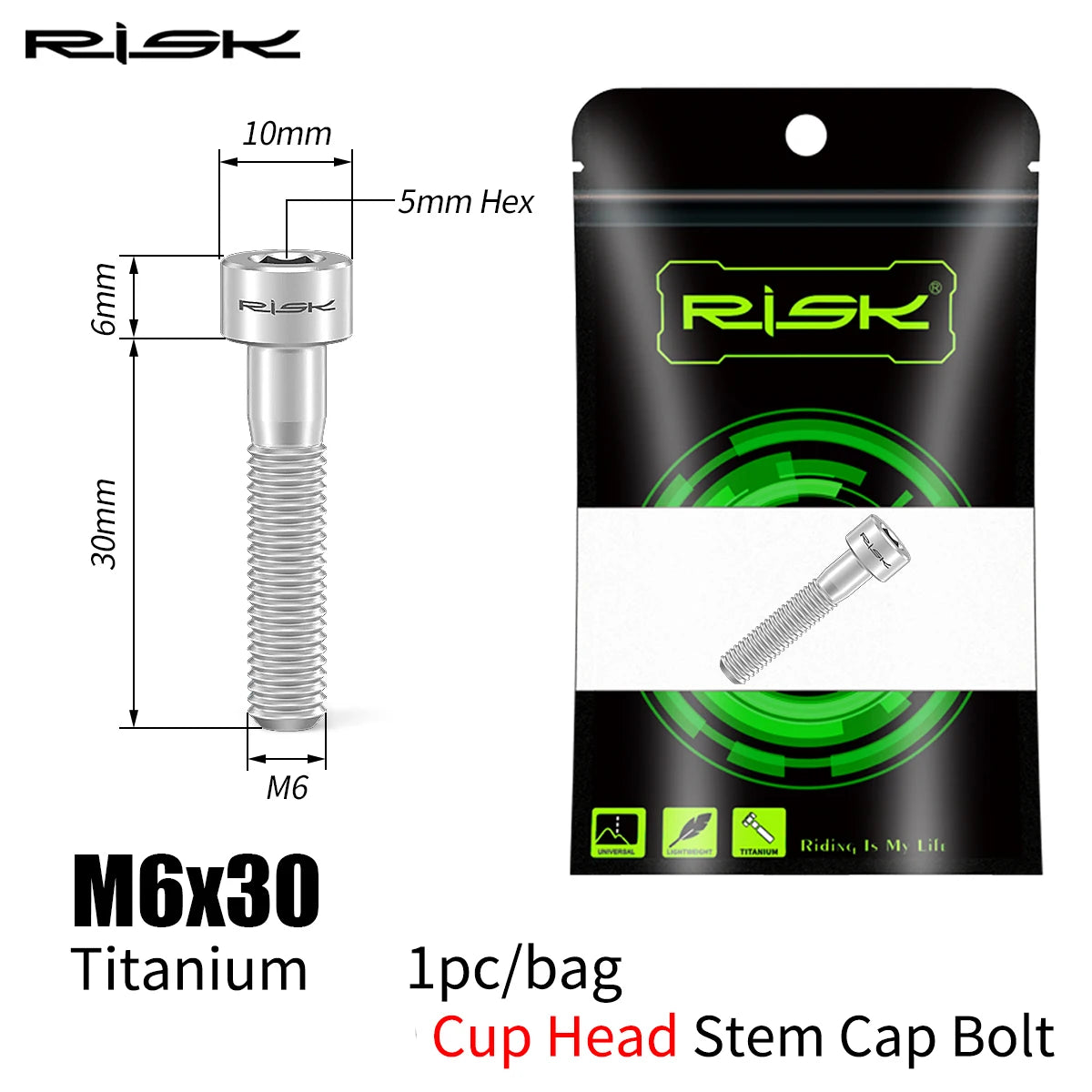 Fahrrad Titan Bolzen Schrauben M6x30-50 für Headset Vorbau Bremssattel