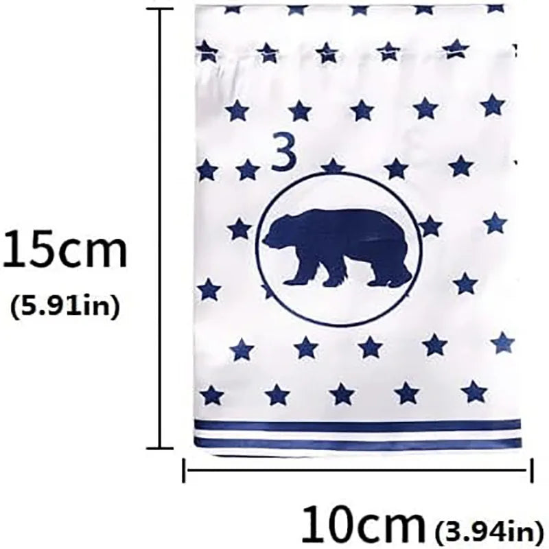 Adventskalender Geschenktüten Set 24-teilig mit Weihnachtsmotiven