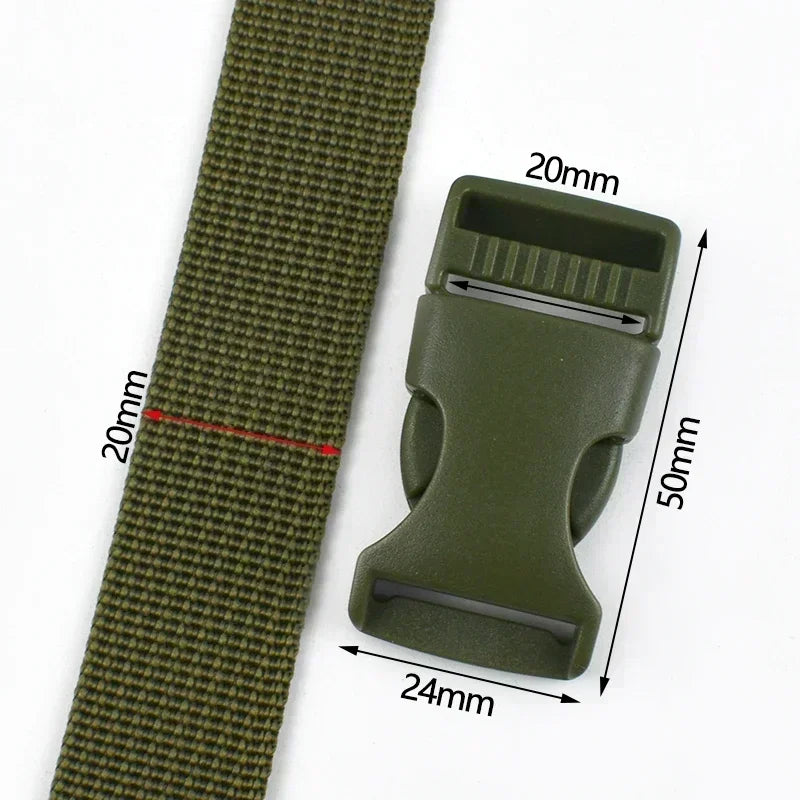 Armygreen Nylon Gurtband Set 20-50mm Kunststoff Schnallen für Rucksack Hundehalsband