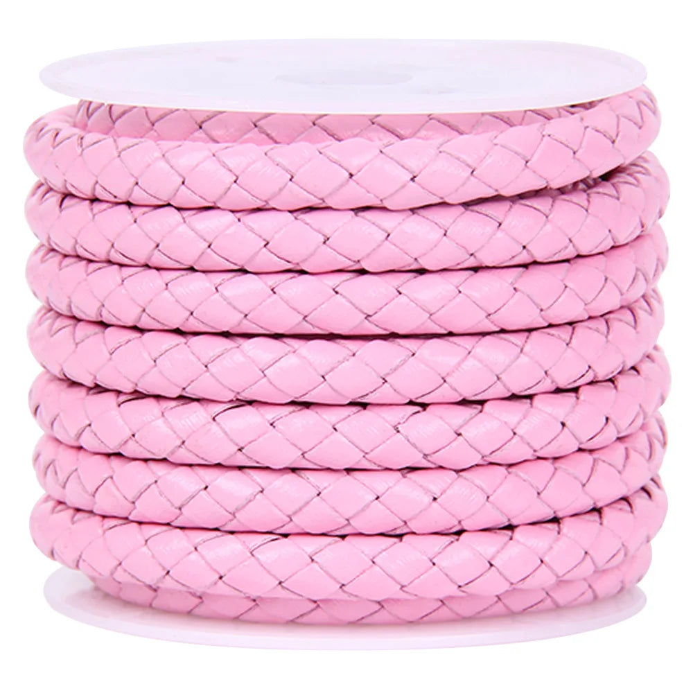 2m Buntes geflochtenes Echtlederband für DIY Schmuck 3-6mm