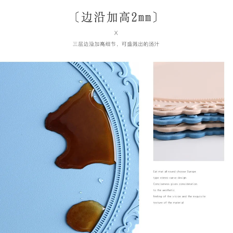 34cm runde Silikon Tischmatte Hitzebeständig Kaffee Untersetzer Rosa