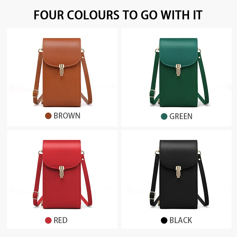 Praktische Leder Umhängetasche mit Kartenfächern und Reißverschluss