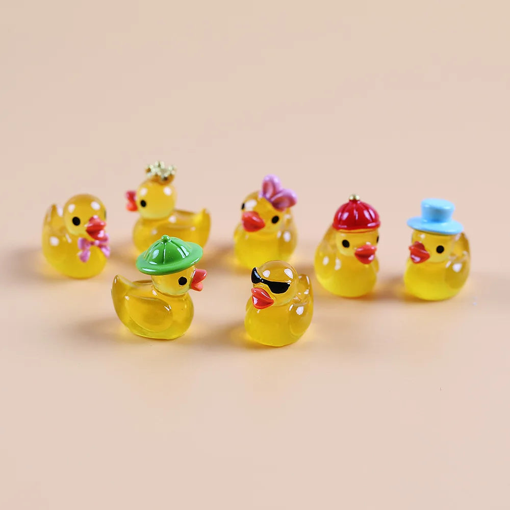 Mini Gelbe Leuchtende Enten Figuren 50 oder 100 Stück für Garten Deko