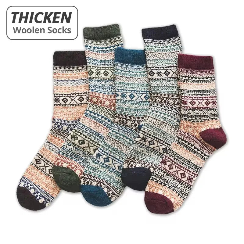 5 Paar warme dicke Herrensocken im Retro Stil EU38 44