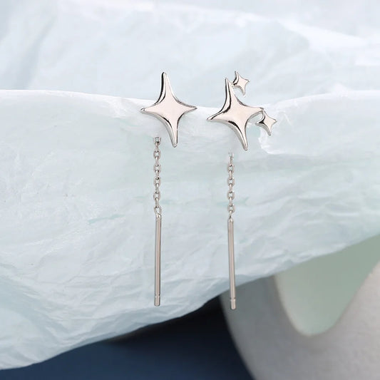 Ventfille Stern-Ohrring aus 925er-Sterlingsilber für Frauen und Mädchen, einfache Quasten, Kette, Mode, Büro, Schmuck, Geschenk, Dropshipping - Yabubest - Home & More