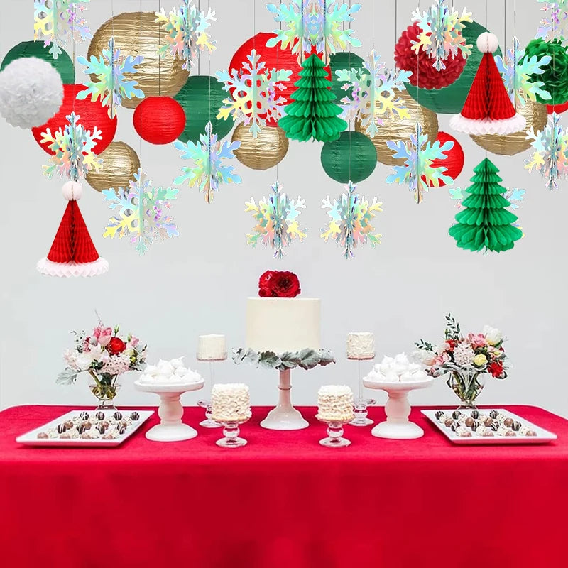 28-teiliges Weihnachtsdeko Set mit hängenden Papierornamenten