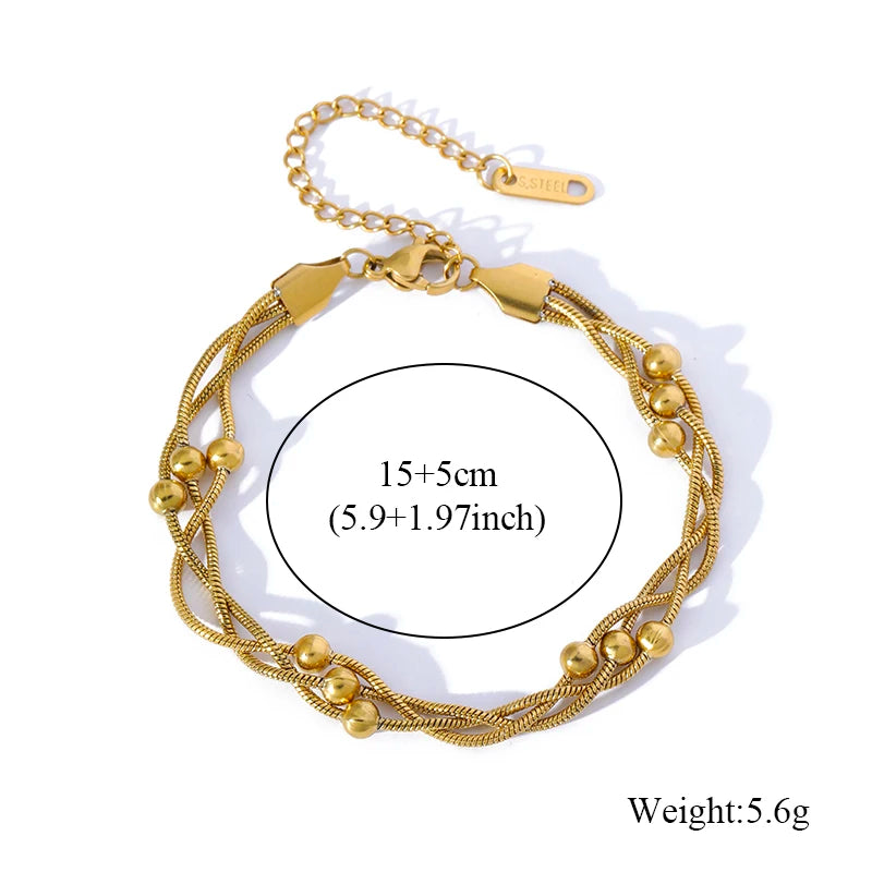 Edelstahl Gliederkette Armband für Frauen 18K vergoldet trendig
