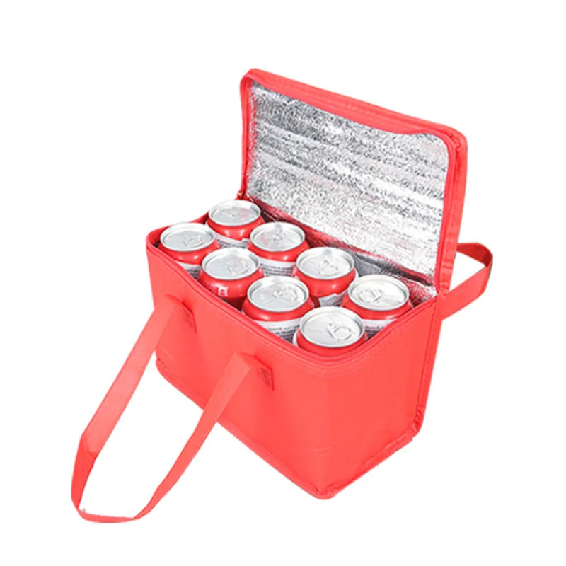 Isolierte, zusammenklappbare Lunch-Kühltasche in Schwarz oder Rot – kompakt - praktisch
