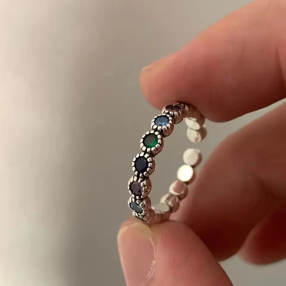 Verstellbarer Silberring mit hohlen Linien, stylischer Punk-Schmuck Unisex
