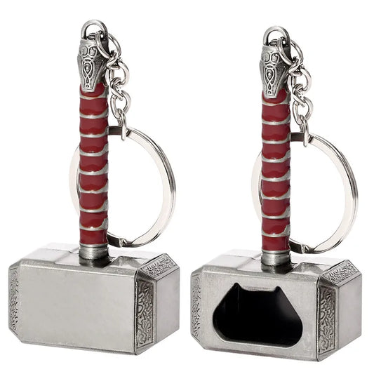 Robuster Thor Hammer Flaschenöffner Schlüsselanhänger in antik silberner Zink-Legierung