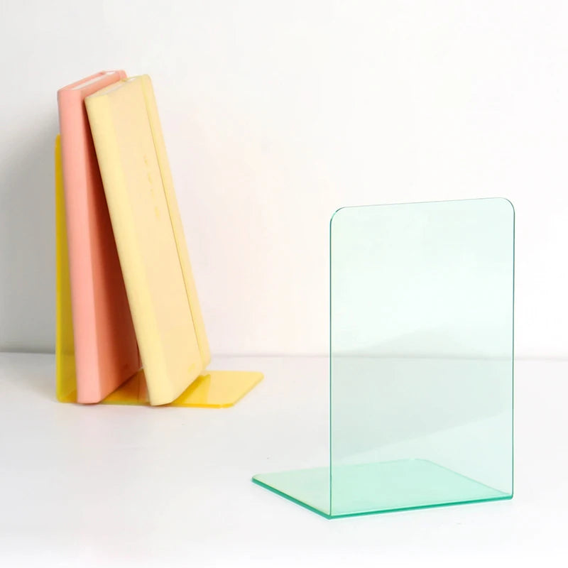 Klare Acryl Buchstützen L-Form für Schreibtisch und Regal