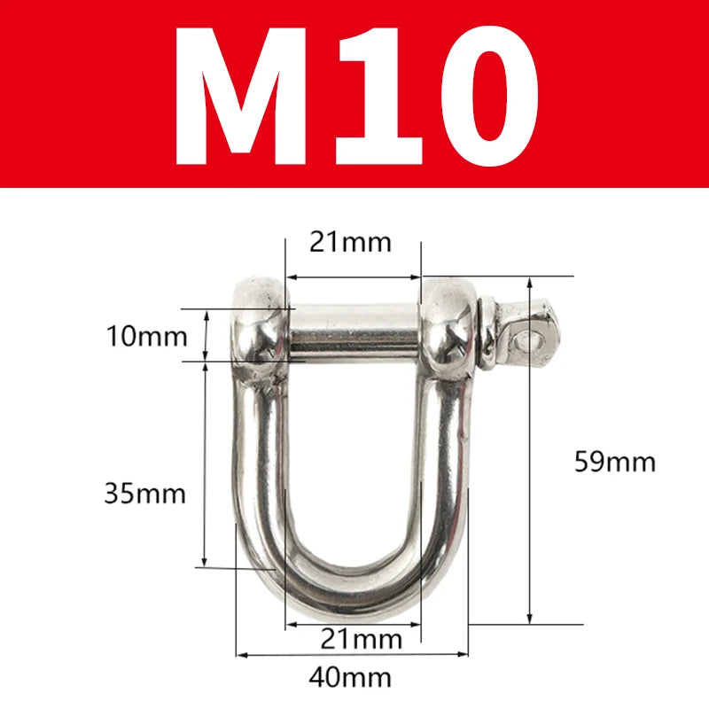 Gerader D-Schäkel aus Edelstahl 304 kurz für Boots-Rigging M4 bis M16