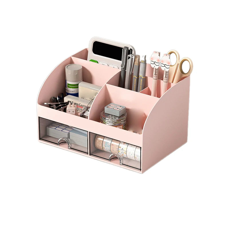 Desktop Organizer mit Schubladen Kunststoff Schreibtisch Make-up Aufbewahrung