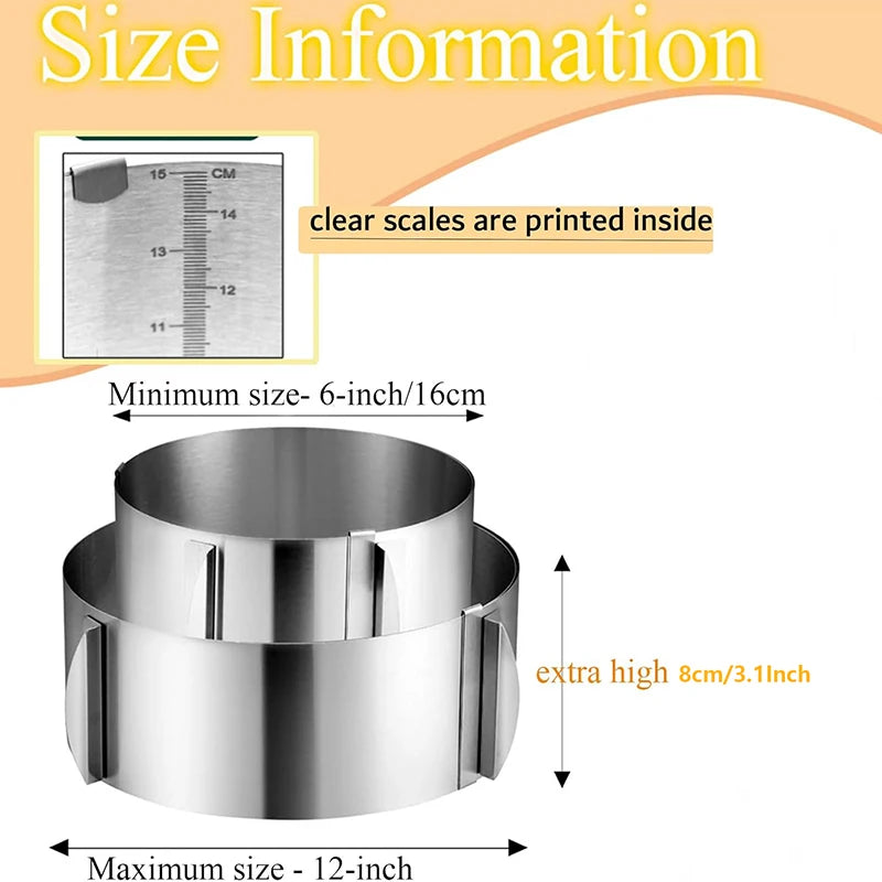 Einstellbarer Edelstahl Mousse Ring 6 bis 30 cm mit Skala