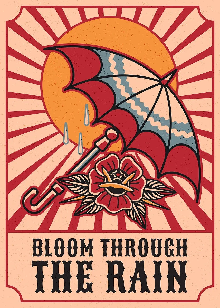 Buntes Poster mit abstrakten Blumenmustern für moderne Wandgestaltung