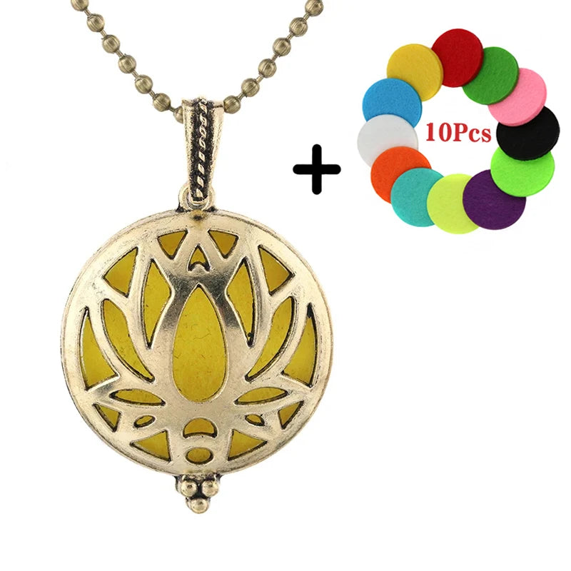 Aromatherapie Halskette Lotus Diffusor Anhänger aus Zinklegierung