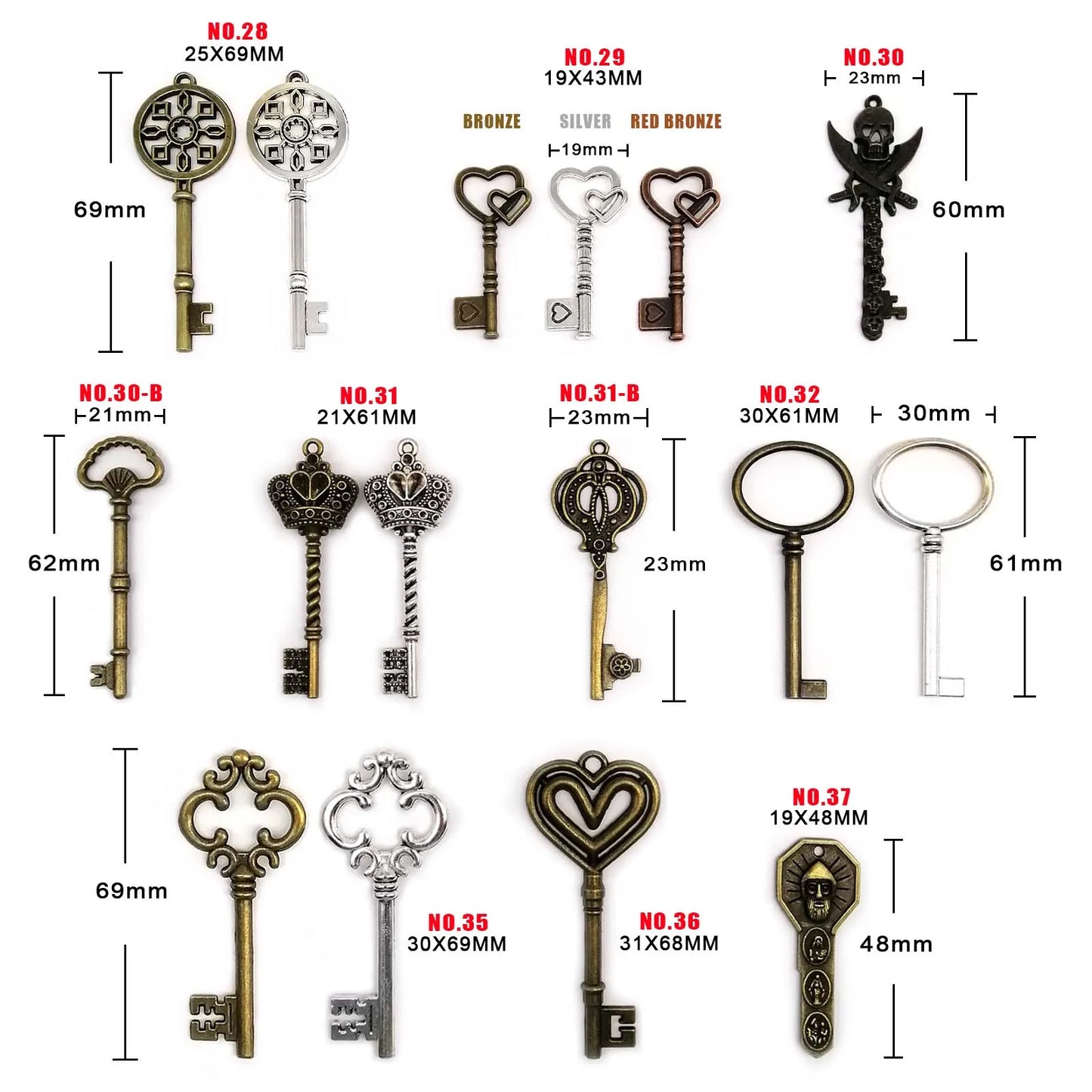 5 Retro Schlüssel Steampunk Charms für kreatives DIY-Projekt