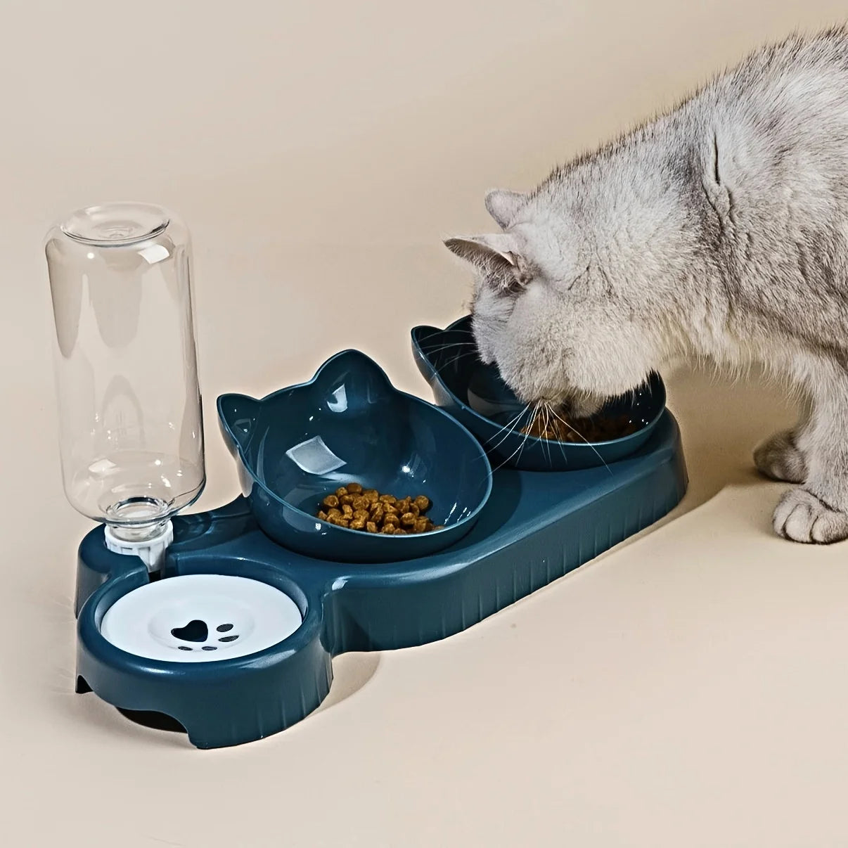 Katzen Trinkbrunnen mit Wasserzufuhr 3in1 Design Schutz vor Nackenschmerzen