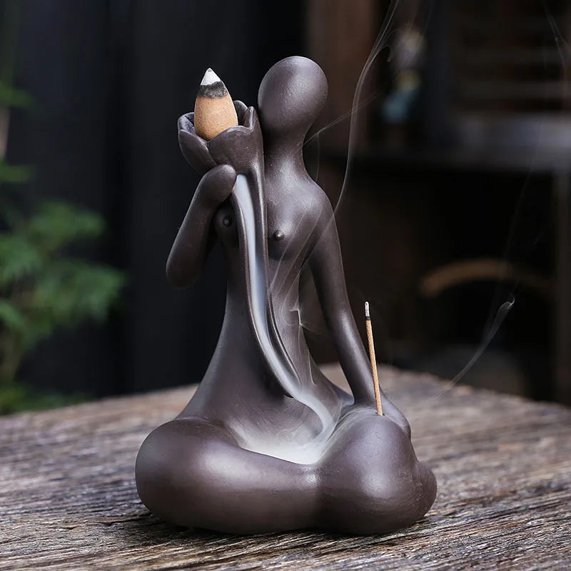 Lila Ton Rückfluss Weihrauchbrenner mit Wasserfall Effekt