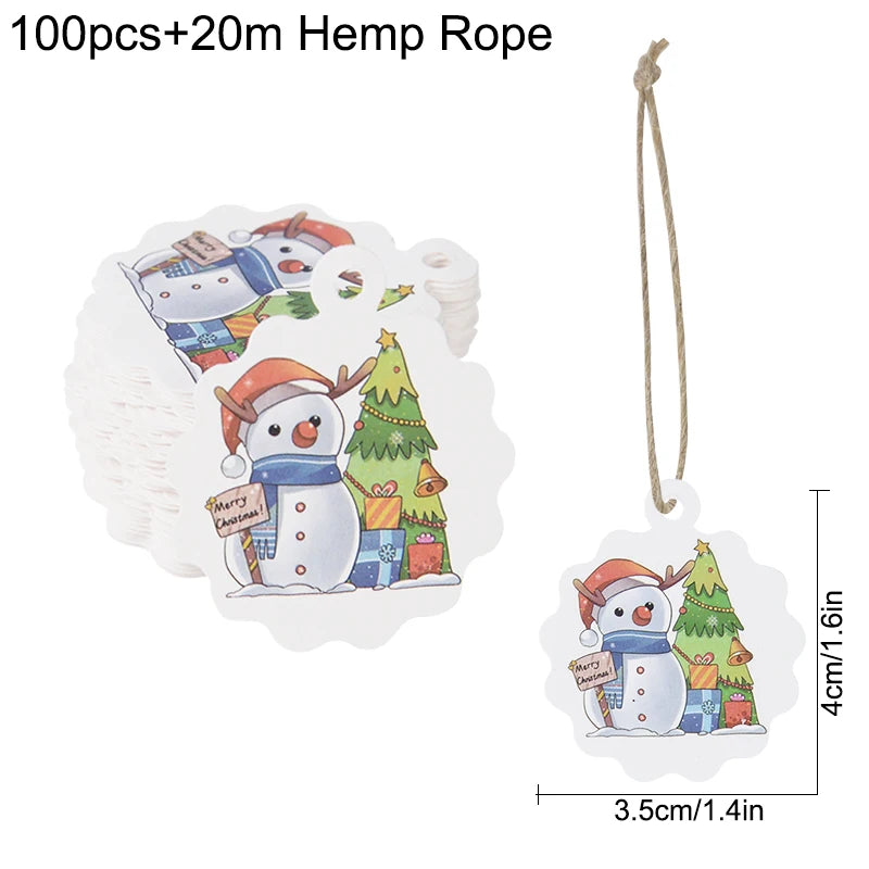 100-teiliges Frohe Weihnachten Kraftpapier Etiketten Set zum Aufhängen