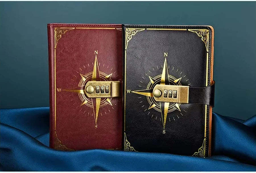 Retro Passwort Notizbuch A5 mit Schloss - Tagebuch Ledger-Yabubest - Home & More